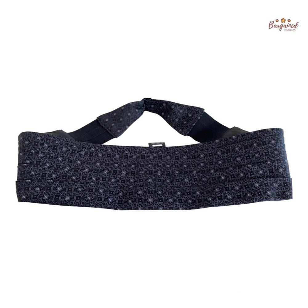 Authentic Fendi Black Silk FF Zucca Monogram Cummerbund For Men
